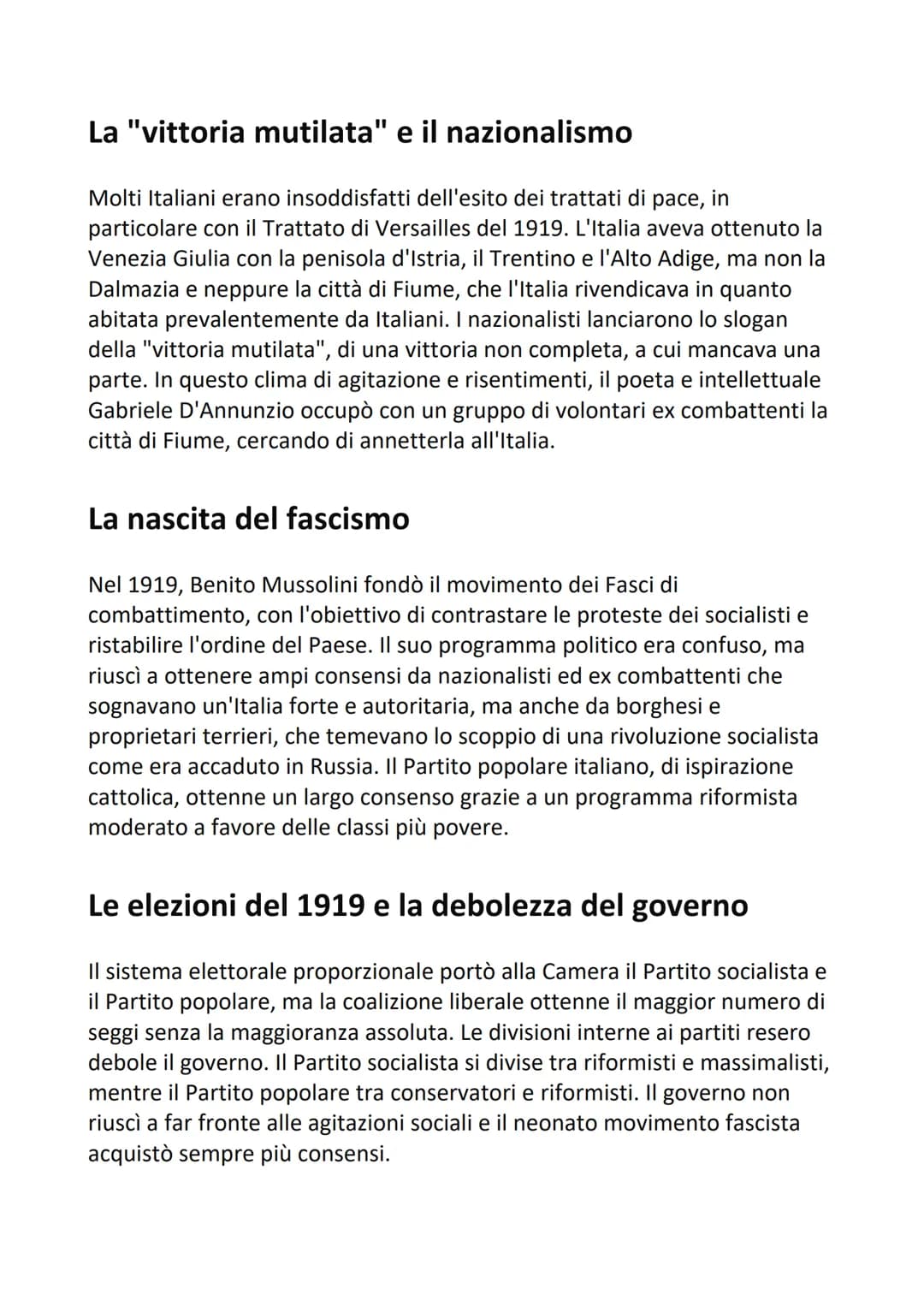 L'Italia nel primo dopoguerra crisi economica, contrasti sociali e
nascita del fascismo
La crisi economica e sociale
L'Italia, come altri Pa