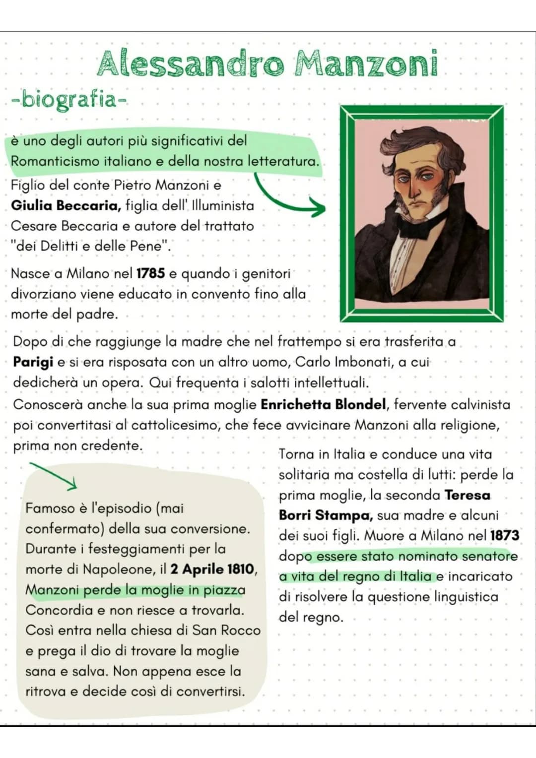 Alessandro Manzoni:
-biografia-
è uno degli autori più significativi del
Romanticismo italiano e della nostra letteratura..
Figlio del conte