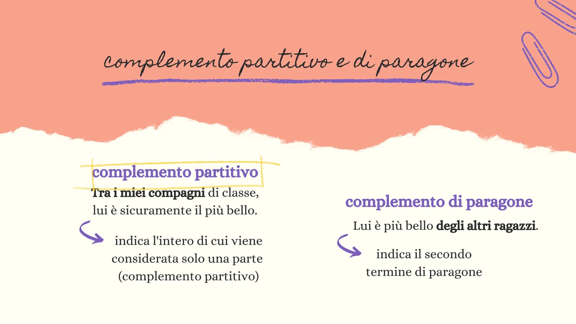 
<p>In questo riepilogo vengono trattati tutti i complementi, ovvero i complementi di agente e efficiente, di causa e di fine, di abbondanza
