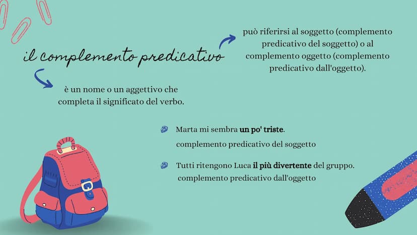 
<p>In questo riepilogo vengono trattati tutti i complementi, ovvero i complementi di agente e efficiente, di causa e di fine, di abbondanza