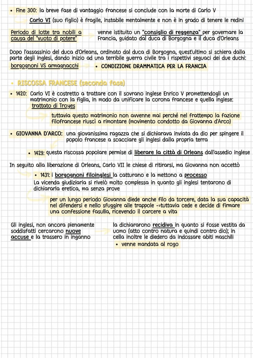 Guerra dei contanni
QUANDO? Dal 1337 al 1453. Queste date vengono ritenute convenzionali, in
quanto la fine della guerra coincide con la cad