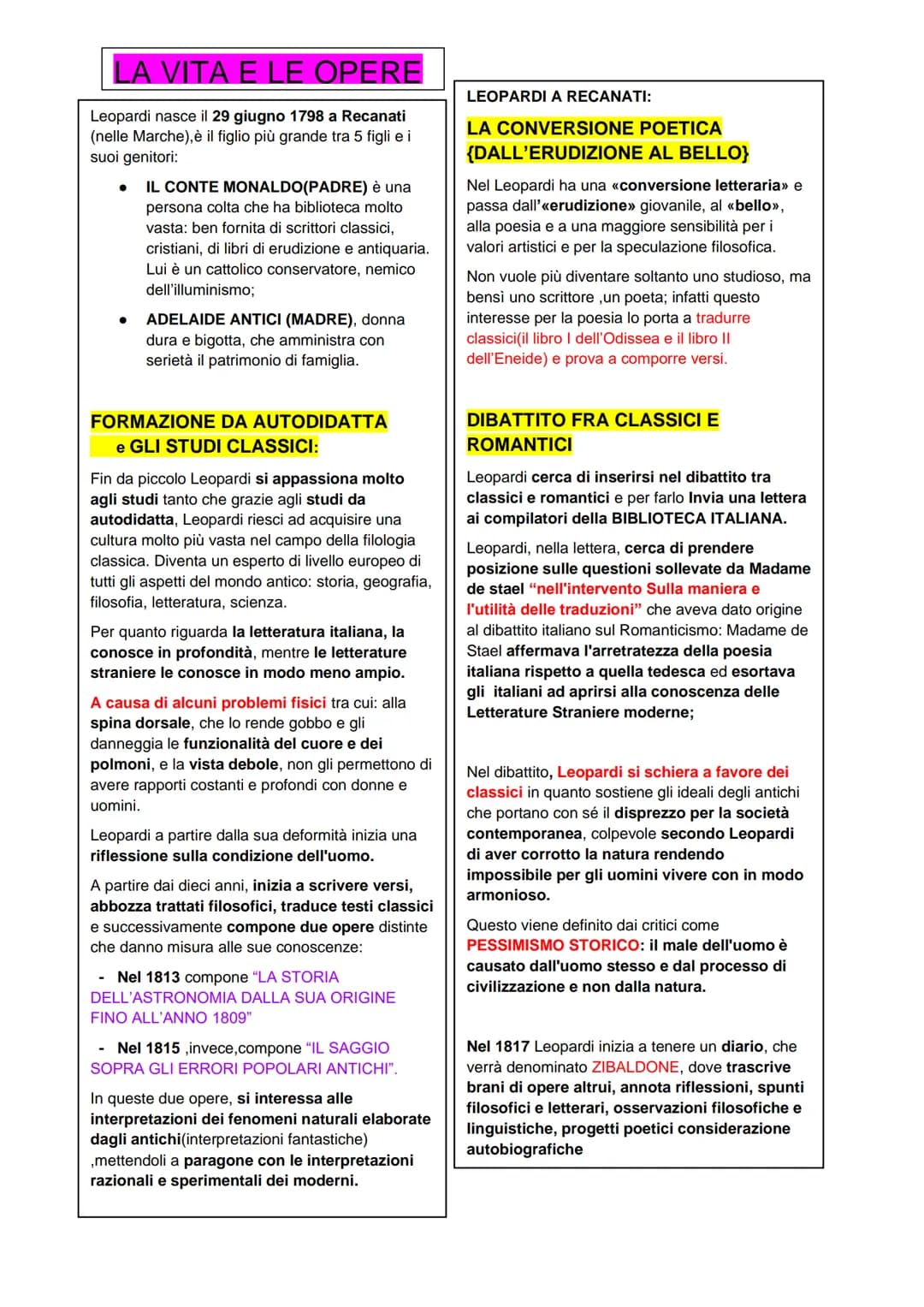 LEOPARDI
GENNAIO LA VITA E LE OPERE
Leopardi nasce il 29 giugno 1798 a Recanati
(nelle Marche), è il figlio più grande tra 5 figli e i
suoi 