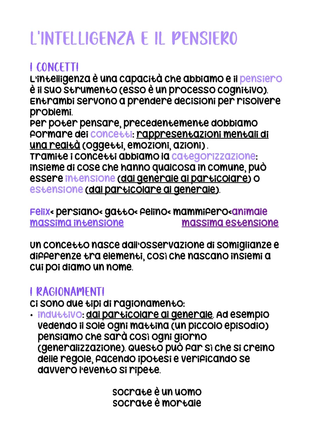 il pensiero e l’intelligenza