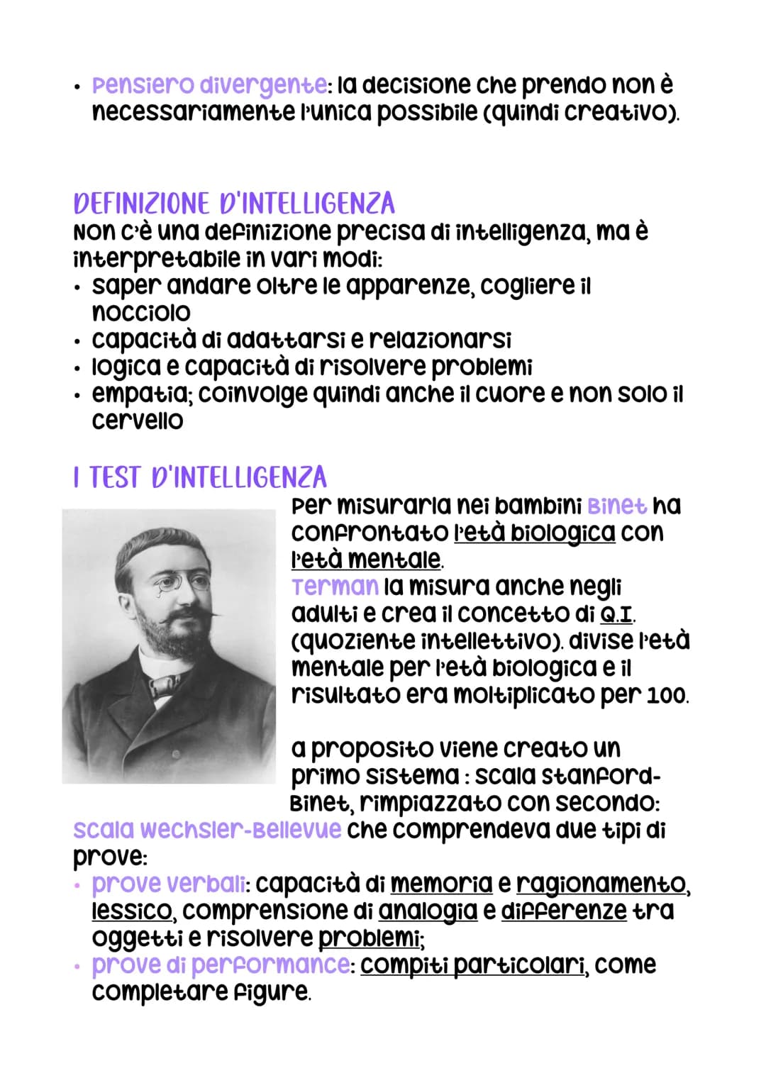 L'INTELLIGENZA E IL PENSIERO
I CONCETTI
L'intelligenza è una capacità che abbiamo e il pensiero
è il suo strumento (esso è un processo cogni