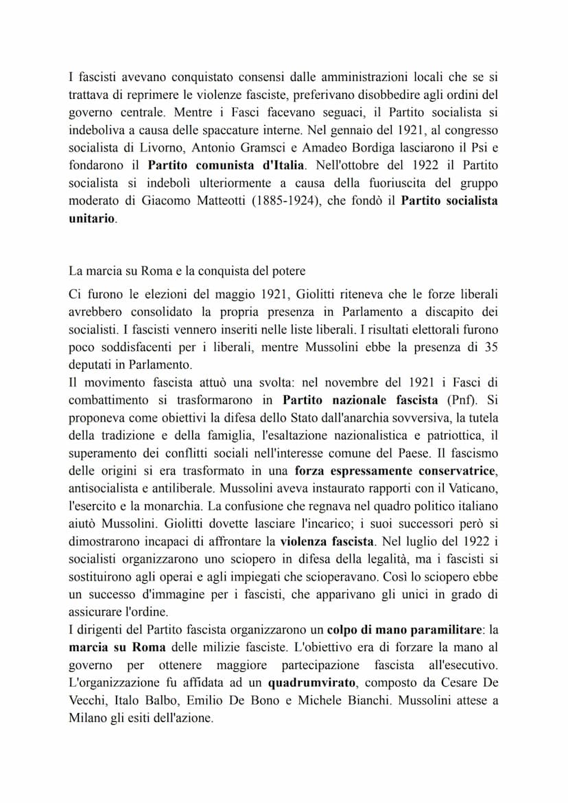 Il fascismo alla conquista del potere
L'Italia in crisi e il ritorno di Giolitti
L'italia del dopoguerra
L'Italia era vincitrice del primo c