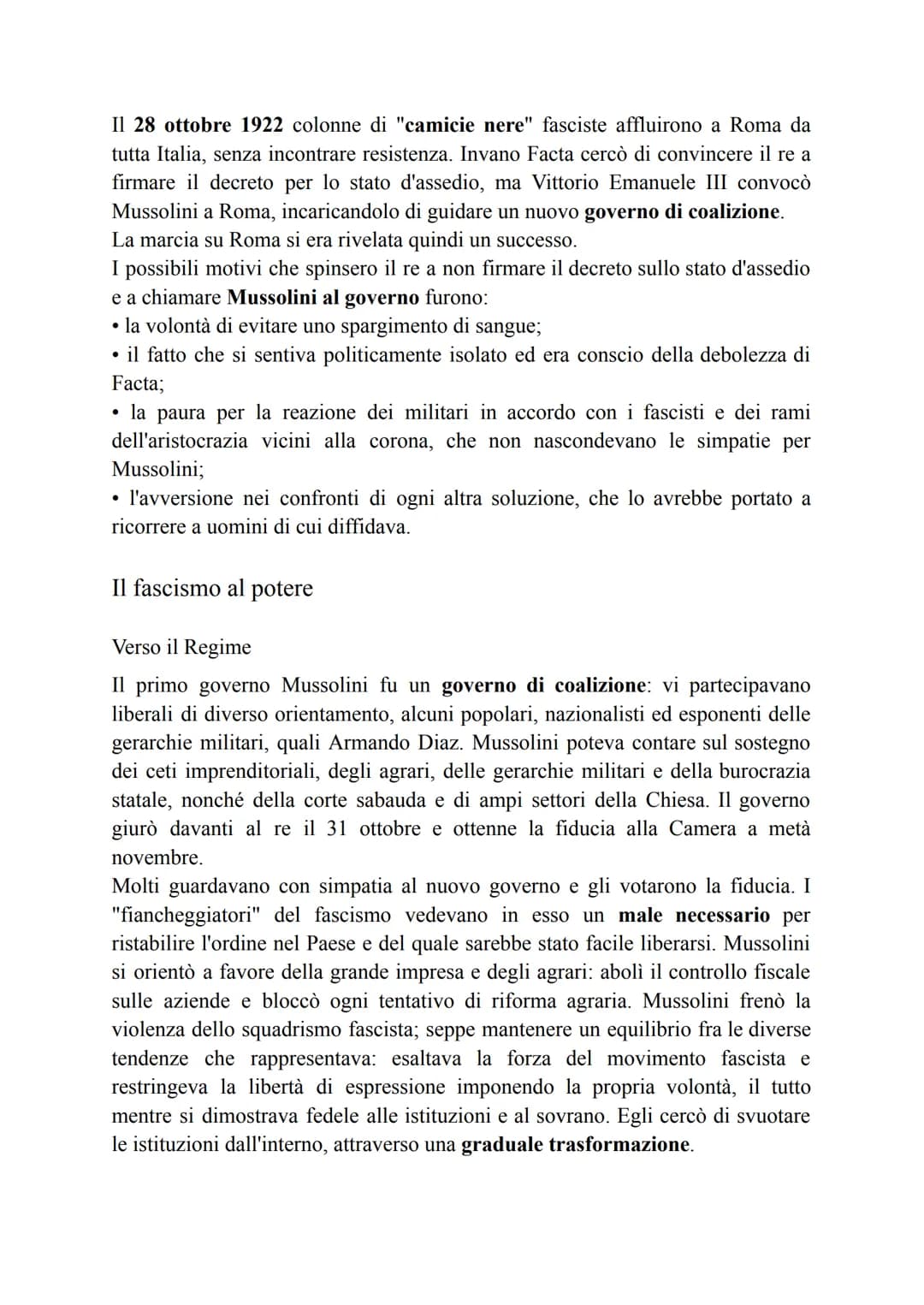 Il fascismo alla conquista del potere
L'Italia in crisi e il ritorno di Giolitti
L'italia del dopoguerra
L'Italia era vincitrice del primo c