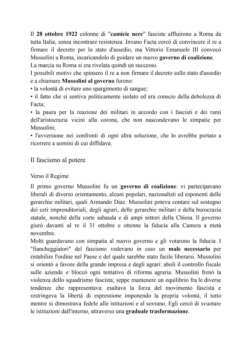 Il fascismo alla conquista del potere
L'Italia in crisi e il ritorno di Giolitti
L'italia del dopoguerra
L'Italia era vincitrice del primo c