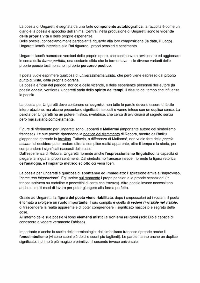 Giuseppe Ungharetti
Vita e opere:
Giuseppe Ungaretti nasce nel 1888 ad Alessandria d'Egitto (come per Saba, i genitori
lavoravano per la cos