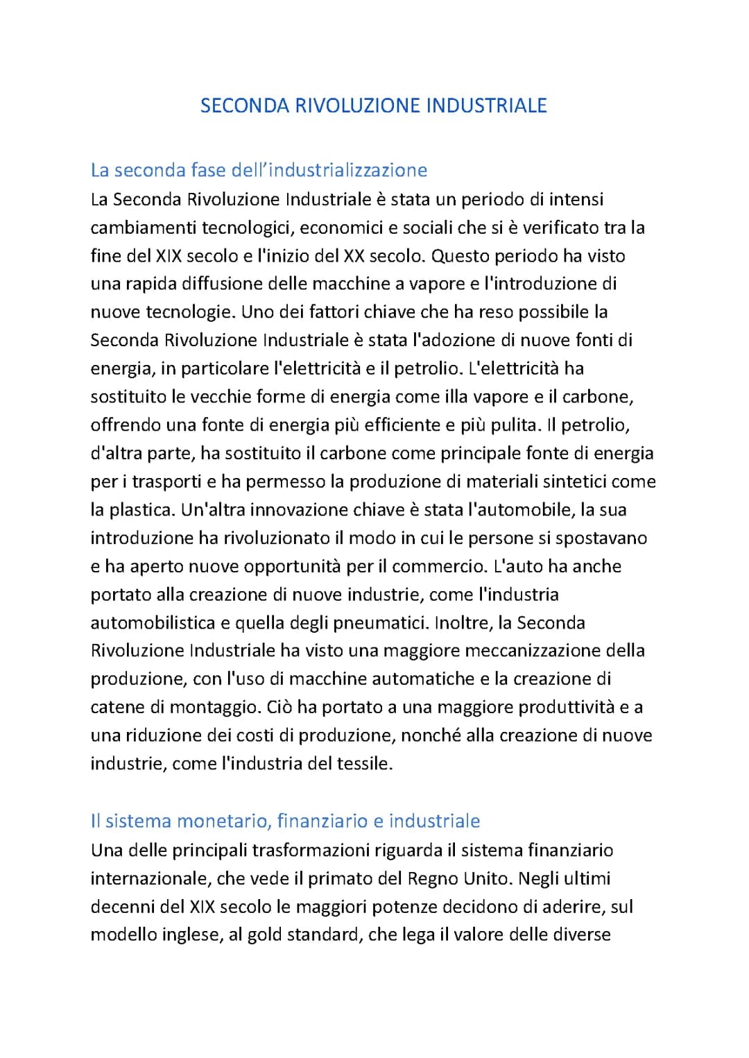 La seconda rivoluzione industriale