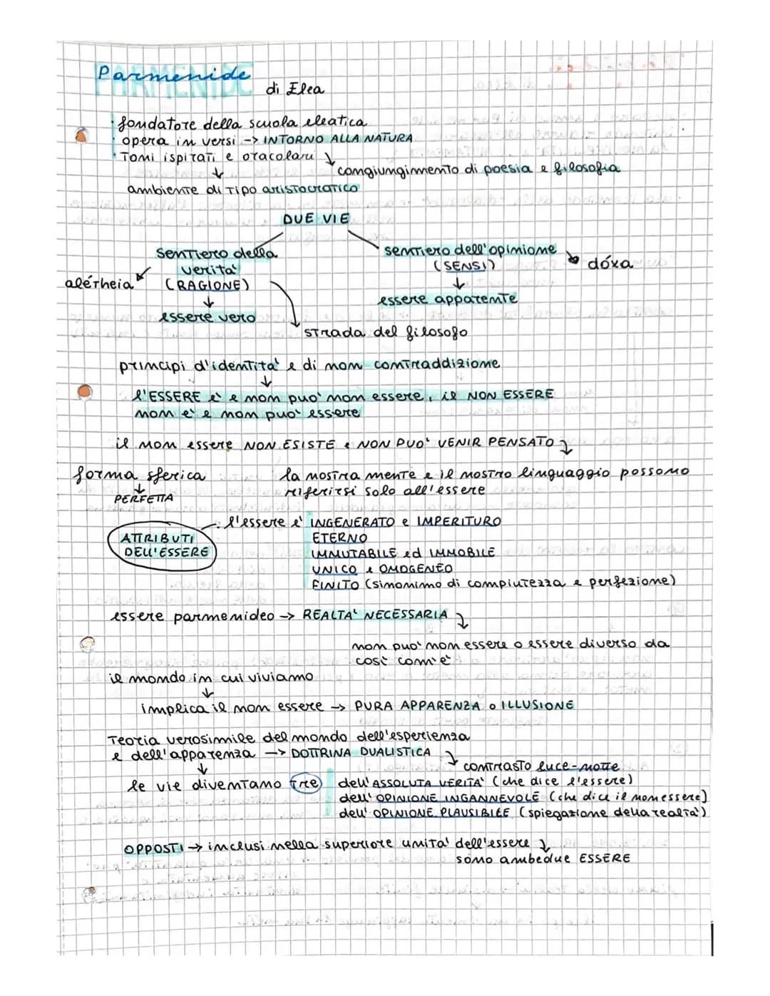 Parmenide
di Elea
• fondatore della scuola eleatica
opera in versi -> INTORNO ALLA NATURA
Tomi ispitati e oracolari
ambiente di tipo aristoc