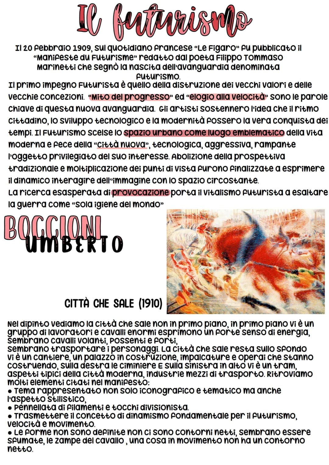 
<p>Il Futurismo, nato nel 1909 con la pubblicazione del "Manifeste du Futurisme", redatto da Filippo Tommaso Marinetti, è un movimento di a