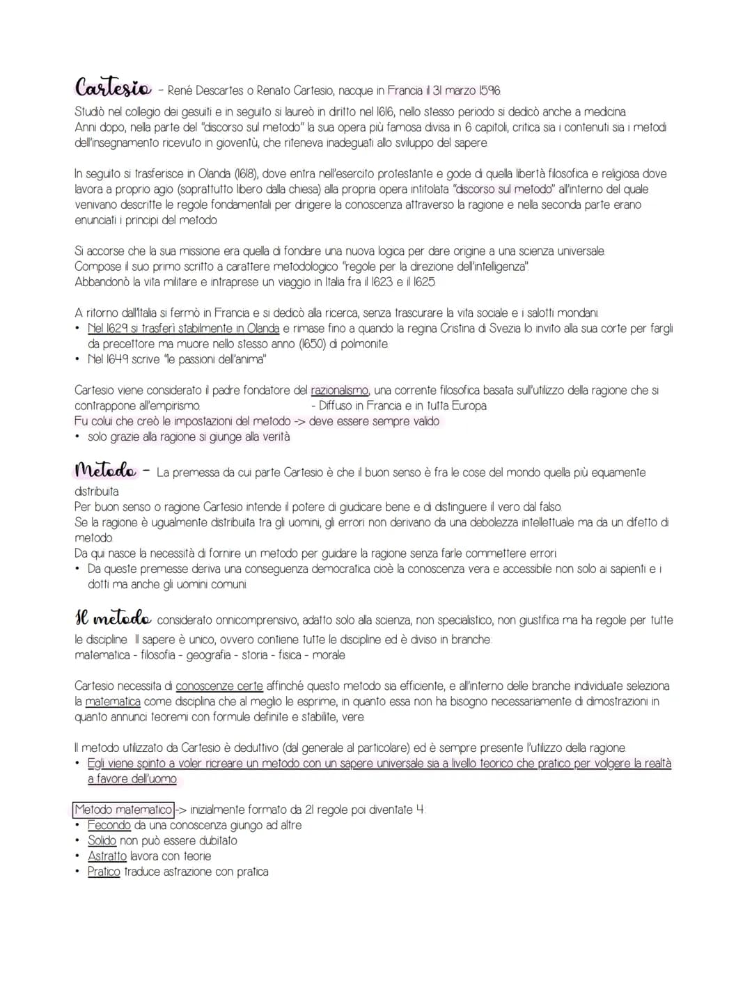 Cartesio - René Descartes o Renato Cartesio, nacque in Francia il 31 marzo 1596
Studiò nel collegio dei gesuiti e in seguito si laureò in di