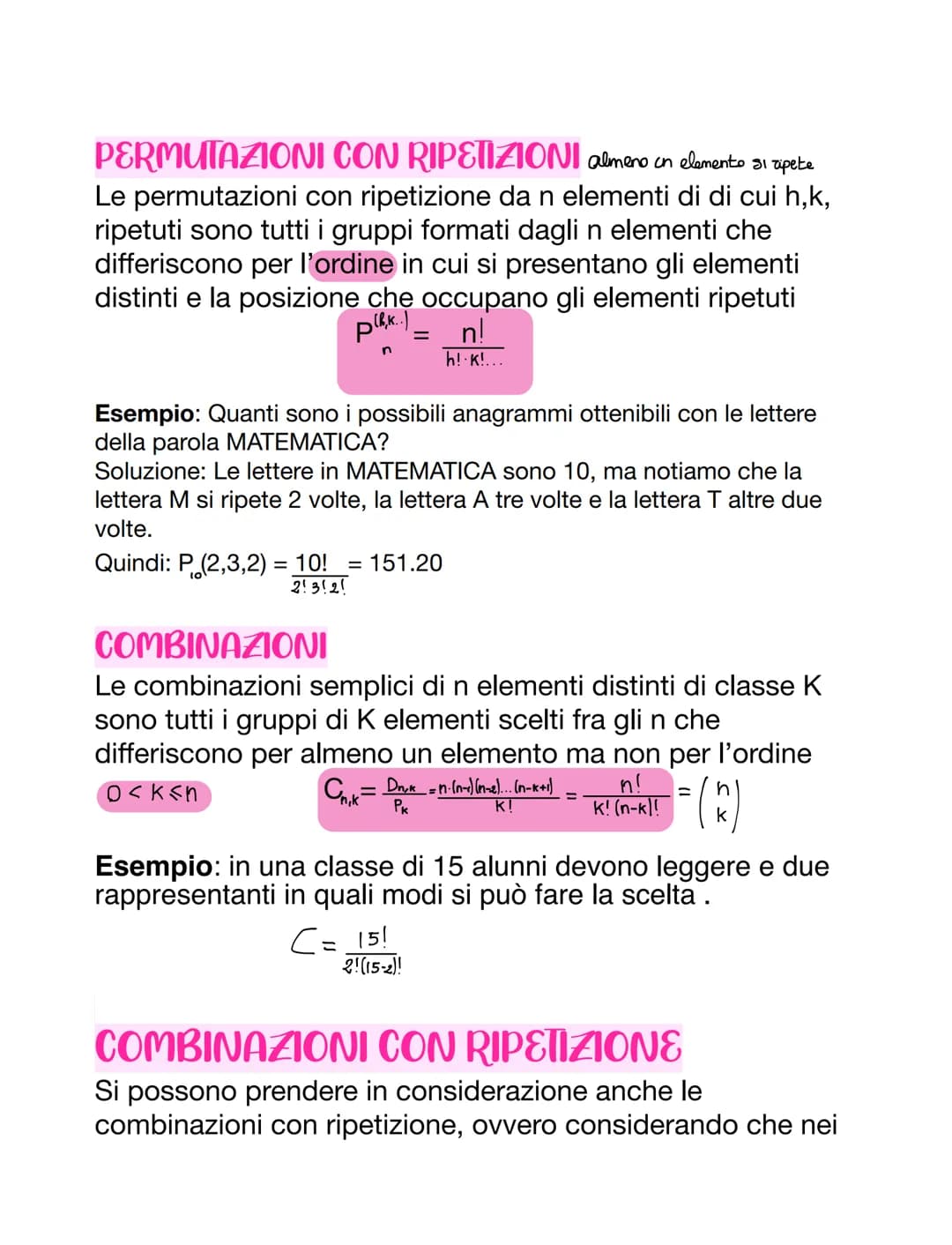 DISPOSIZIONI SEMPLICI
Le disposizioni semplici di n elementi distinti di classe k,
con 0<k<n, sono tutti gruppi di k elementi scelti tra n, 