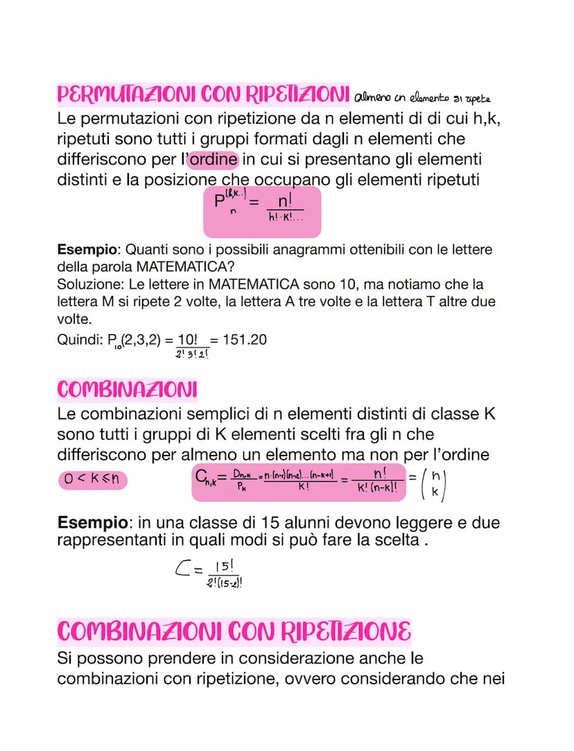 DISPOSIZIONI SEMPLICI
Le disposizioni semplici di n elementi distinti di classe k,
con 0<k<n, sono tutti gruppi di k elementi scelti tra n, 