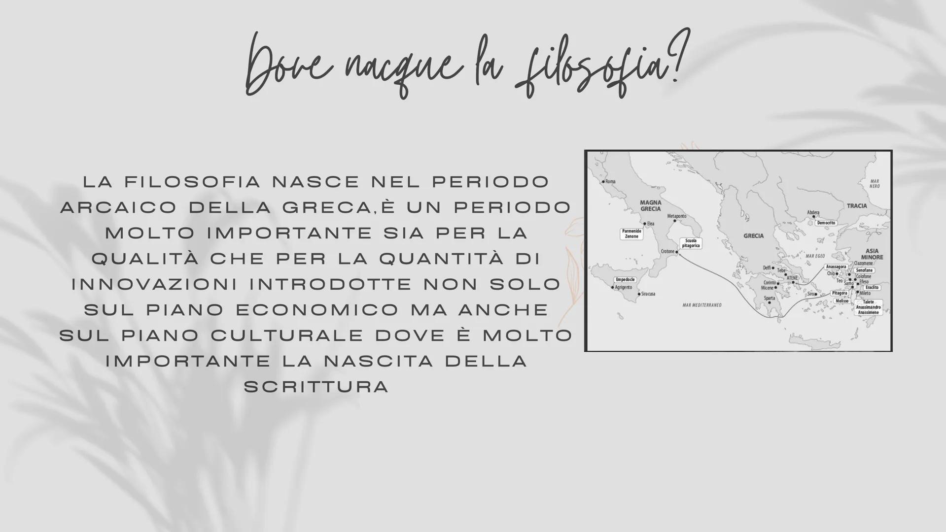 La Filosofia
I PRIMI FILOSOFI Che cos'è la filosofia?
LA FIL
LA FILOSOFIA È UN TERMINE CHE RICOLLEGA LA
VOGLIQ DI SCOPRIRE ED ESSA INSEGNA A