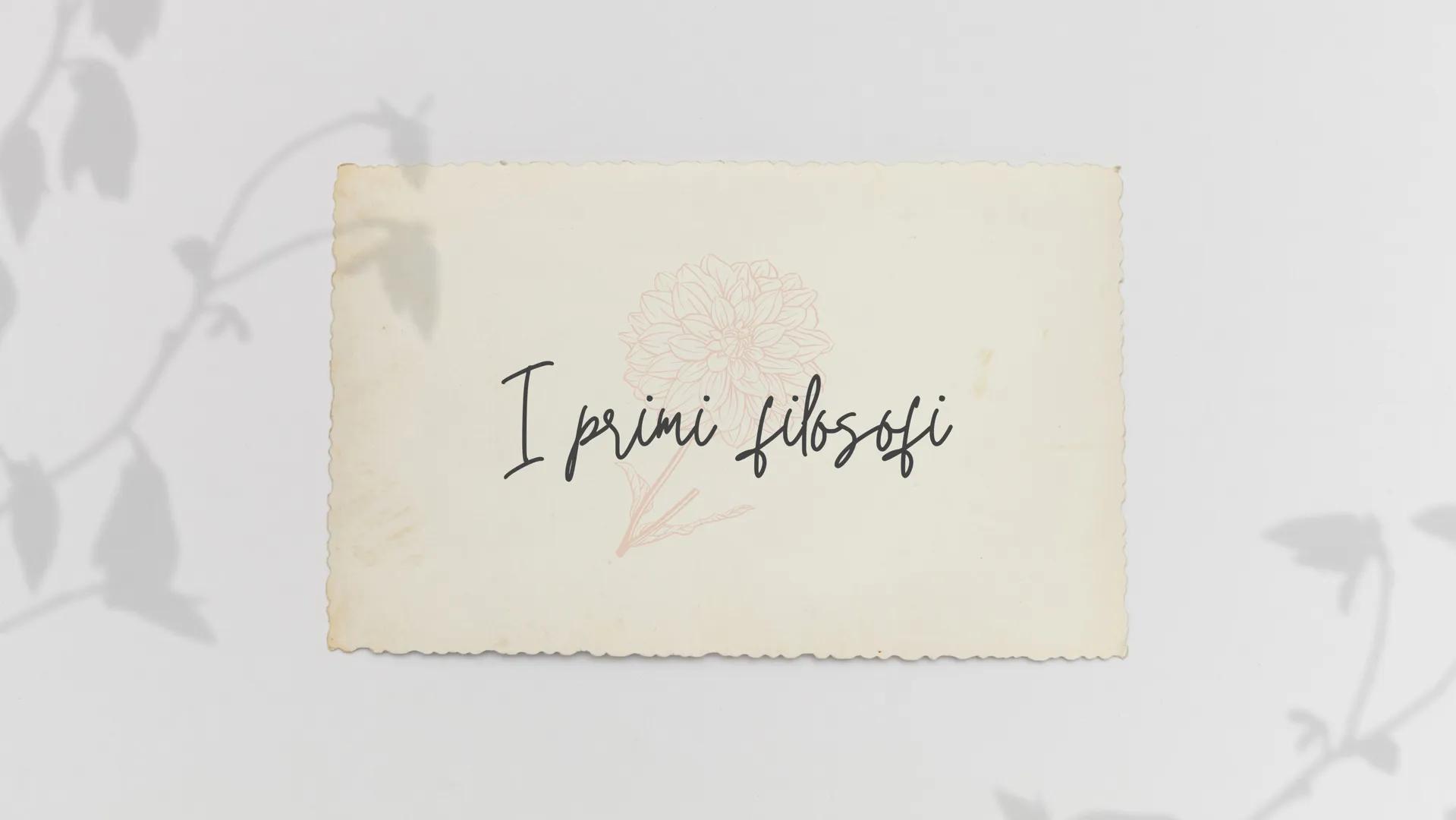 La Filosofia
I PRIMI FILOSOFI Che cos'è la filosofia?
LA FIL
LA FILOSOFIA È UN TERMINE CHE RICOLLEGA LA
VOGLIQ DI SCOPRIRE ED ESSA INSEGNA A