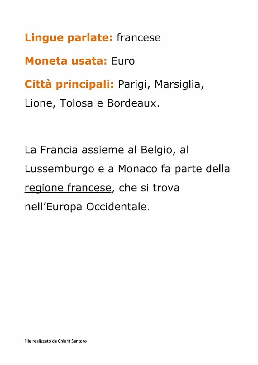 LA FRANCIA
Confina a NORD: Belgio,
Lussemburgo e Mare del Nord
Confina a SUD: Monaco, Spagna e
Mar Meditteraneo
Confina e EST: Germania, Svi