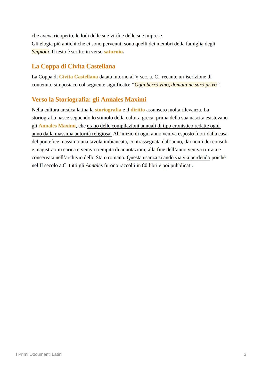 210

# I Primi Documenti Latini

## Le più antiche iscrizioni latine

Le prime manifestazioni culturali latine erano orali. Anticamente la s
