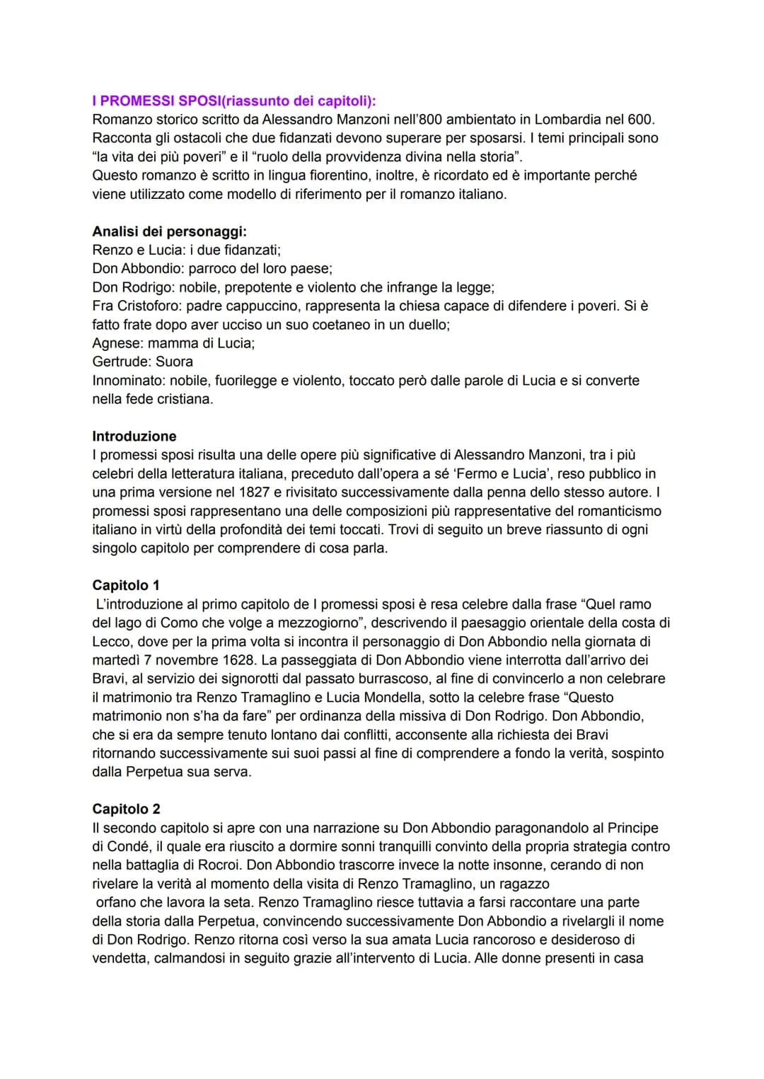I PROMESSI SPOSI(riassunto dei capitoli):
Romanzo storico scritto da Alessandro Manzoni nell'800 ambientato in Lombardia nel 600.
Racconta g