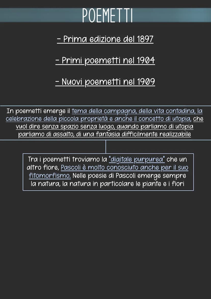 Giovanni Pascoli
< Nasce a San mauro di Romagna nel 1855.
< È il quarto di dieci fratelli e vive per un primo periodo della sua
infanzia pre