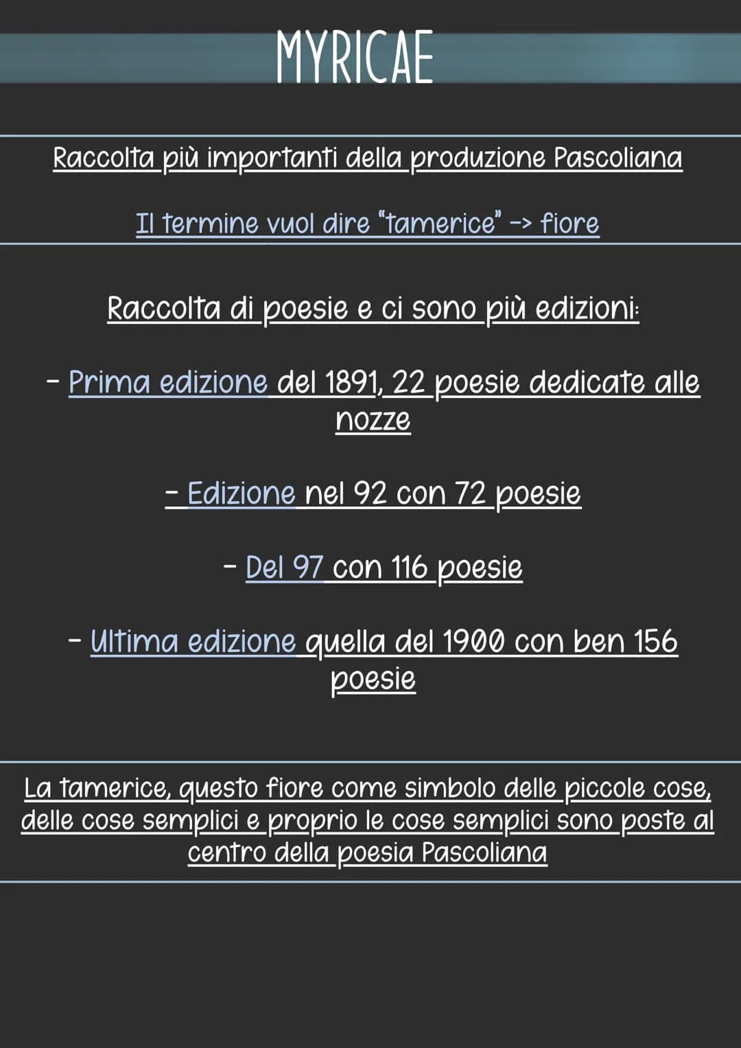 Giovanni Pascoli
< Nasce a San mauro di Romagna nel 1855.
< È il quarto di dieci fratelli e vive per un primo periodo della sua
infanzia pre