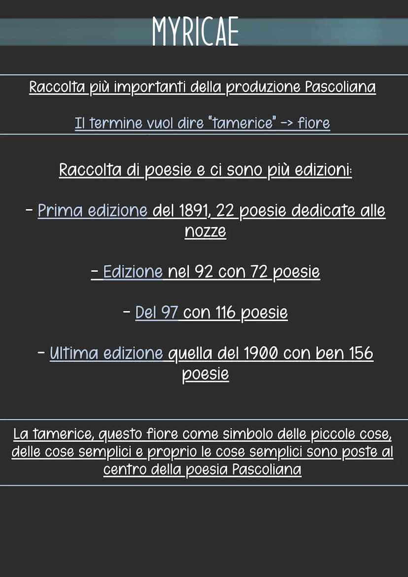 Giovanni Pascoli
< Nasce a San mauro di Romagna nel 1855.
< È il quarto di dieci fratelli e vive per un primo periodo della sua
infanzia pre