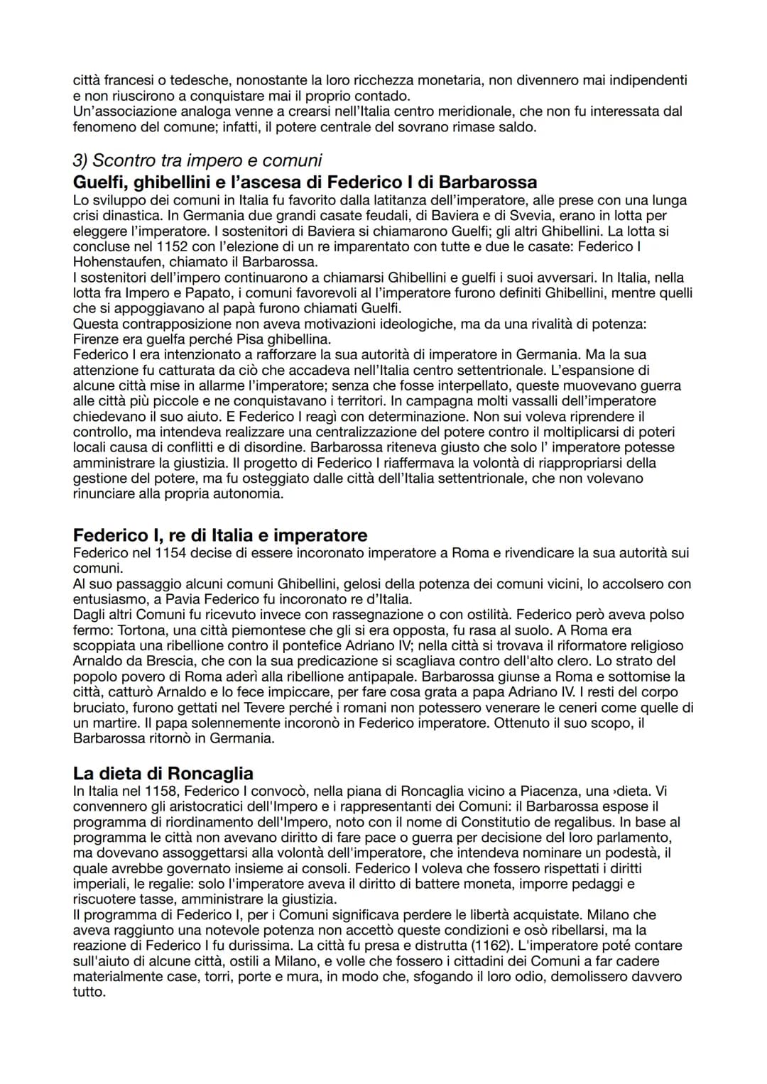 4 - L'Italia comunale e l'Impero
1) La nascita del Comune
I centri urbani crescono d'importanza
Tra il IX e il X secolo, l'incapacità del po