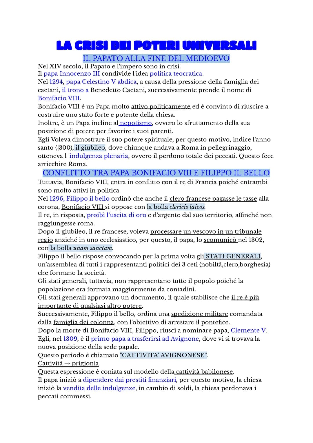 La crisi dei poteri universali e l'affermazione degli stati nazionali