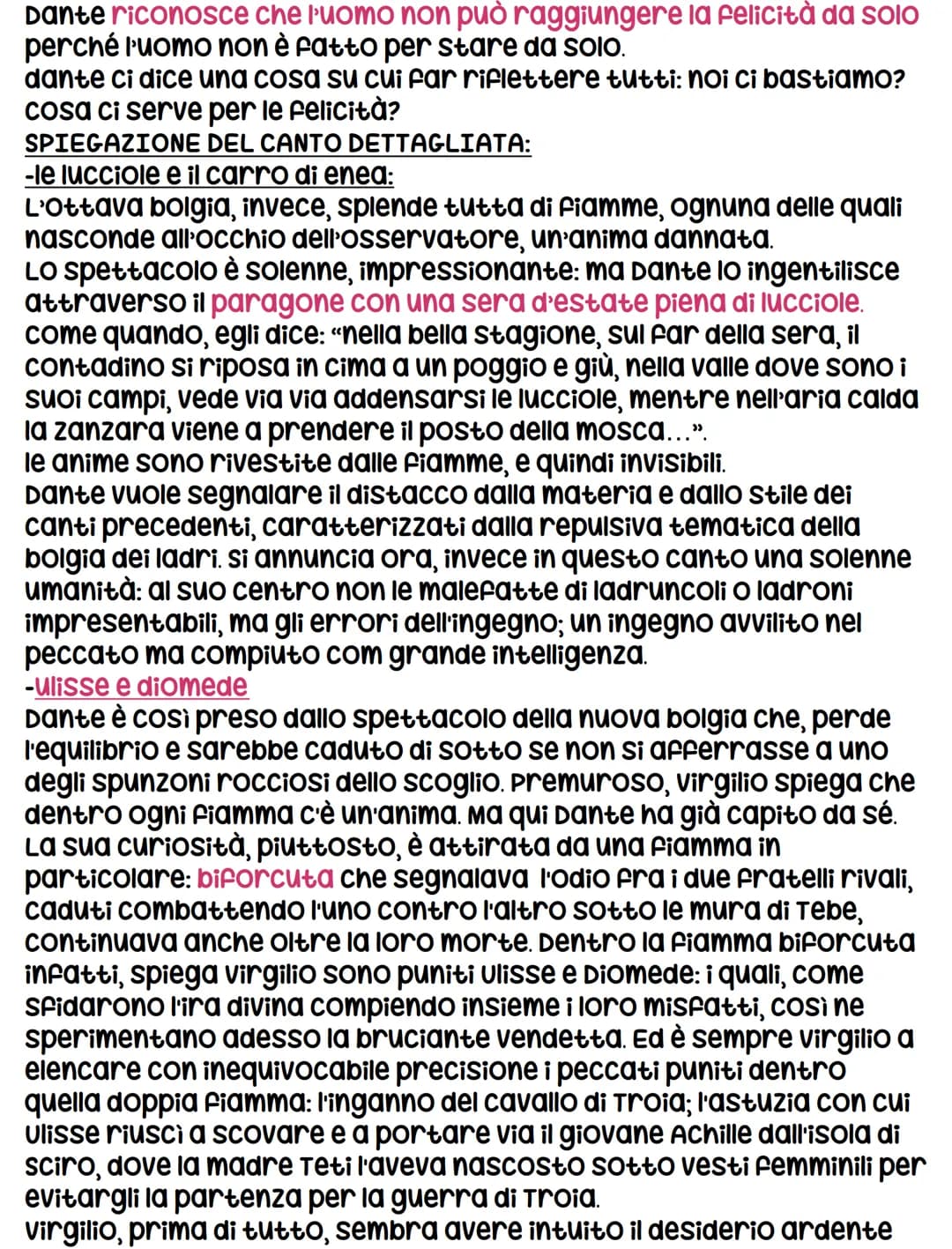 canto XXVI
TEMA DEL CANTO:
il tema di questi canto é l'amore per la conoscenza, per gli antichi lo
scopo della vita dell'uomo è la FELICITÀ 