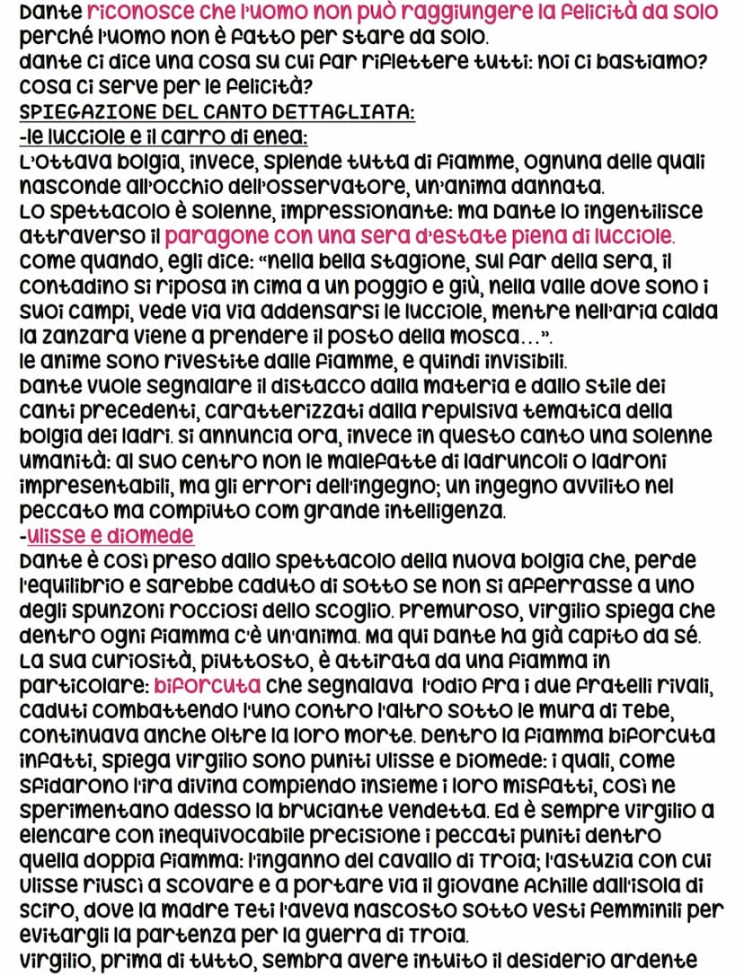 canto XXVI
TEMA DEL CANTO:
il tema di questi canto é l'amore per la conoscenza, per gli antichi lo
scopo della vita dell'uomo è la FELICITÀ 
