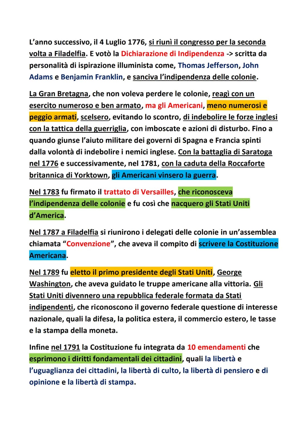 Rivoluzione Americana
Tra il 1607 e il 1750 gli inglese fondarono le tredici colonie lungo la costa
Atlantica dell'America settentrionale. Q