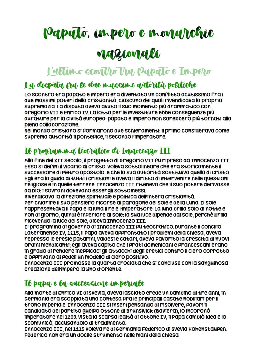 Papato, impero e monarchie
nazionali
L'ultimo scontro tra Papato e Impero
La disputa fra le due massime qutorita politiche
LO Scontro tra pa