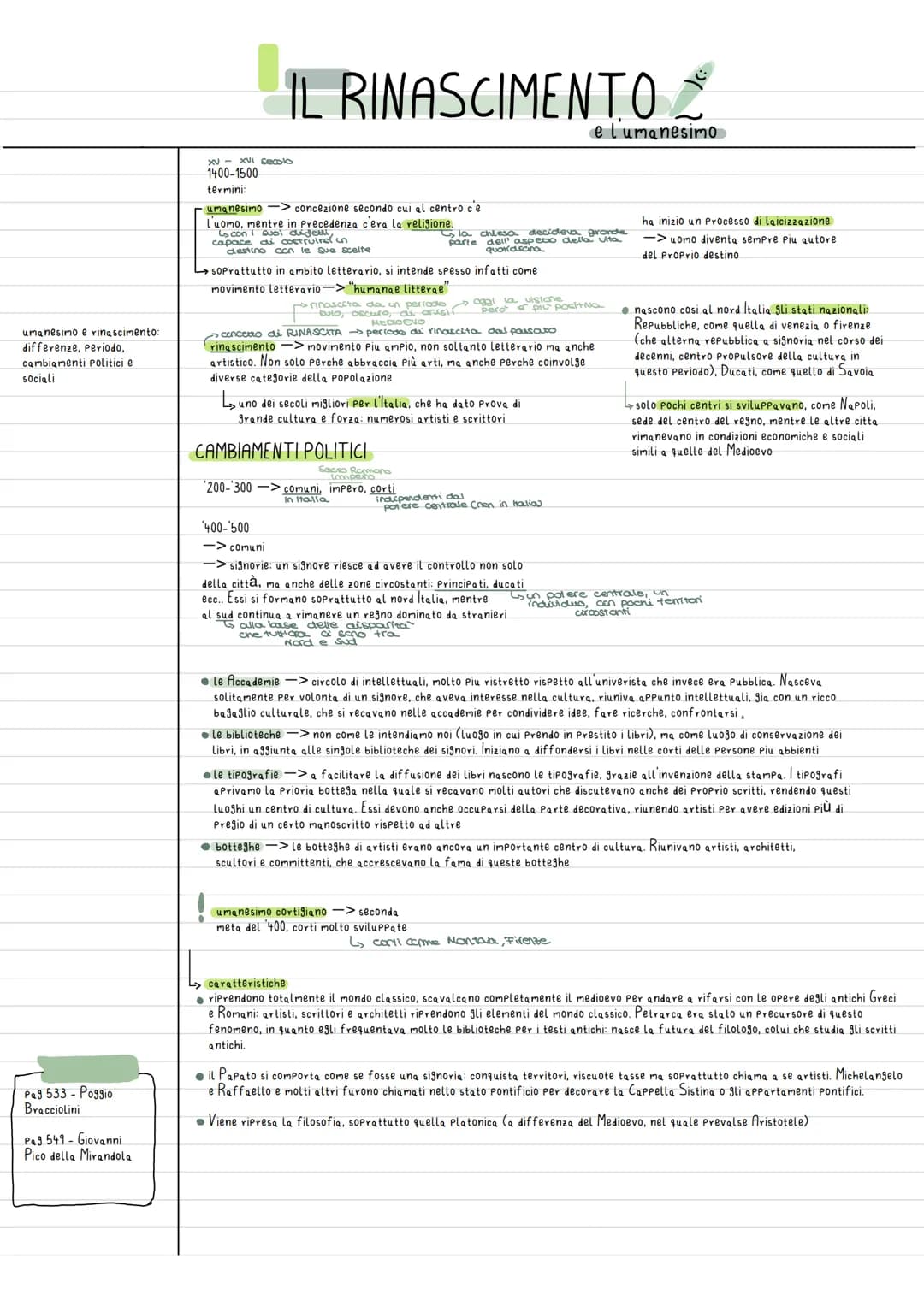 umanesimo e rinascimento:
differenze, periodo,
cambiamenti Politici e
sociali
Pag 533-Poggio
Bracciolini
Pag 549 - Giovanni
Pico della Miran