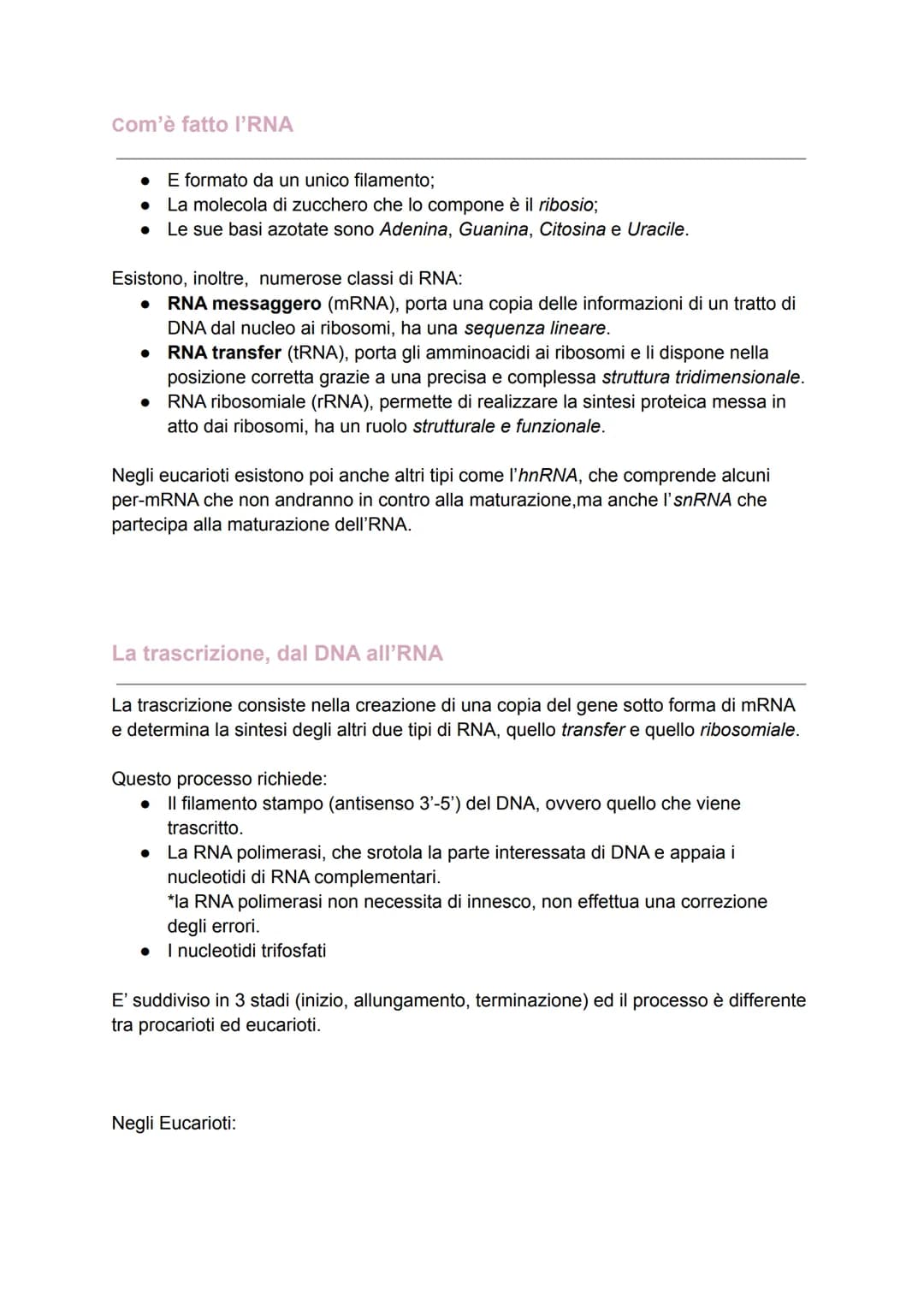 DAL DNA ALLE PROTEINE
Il dogma centrale
Dopo aver definito la struttura del DNA, molti scienziati iniziarono ad analizzare i
processi che co