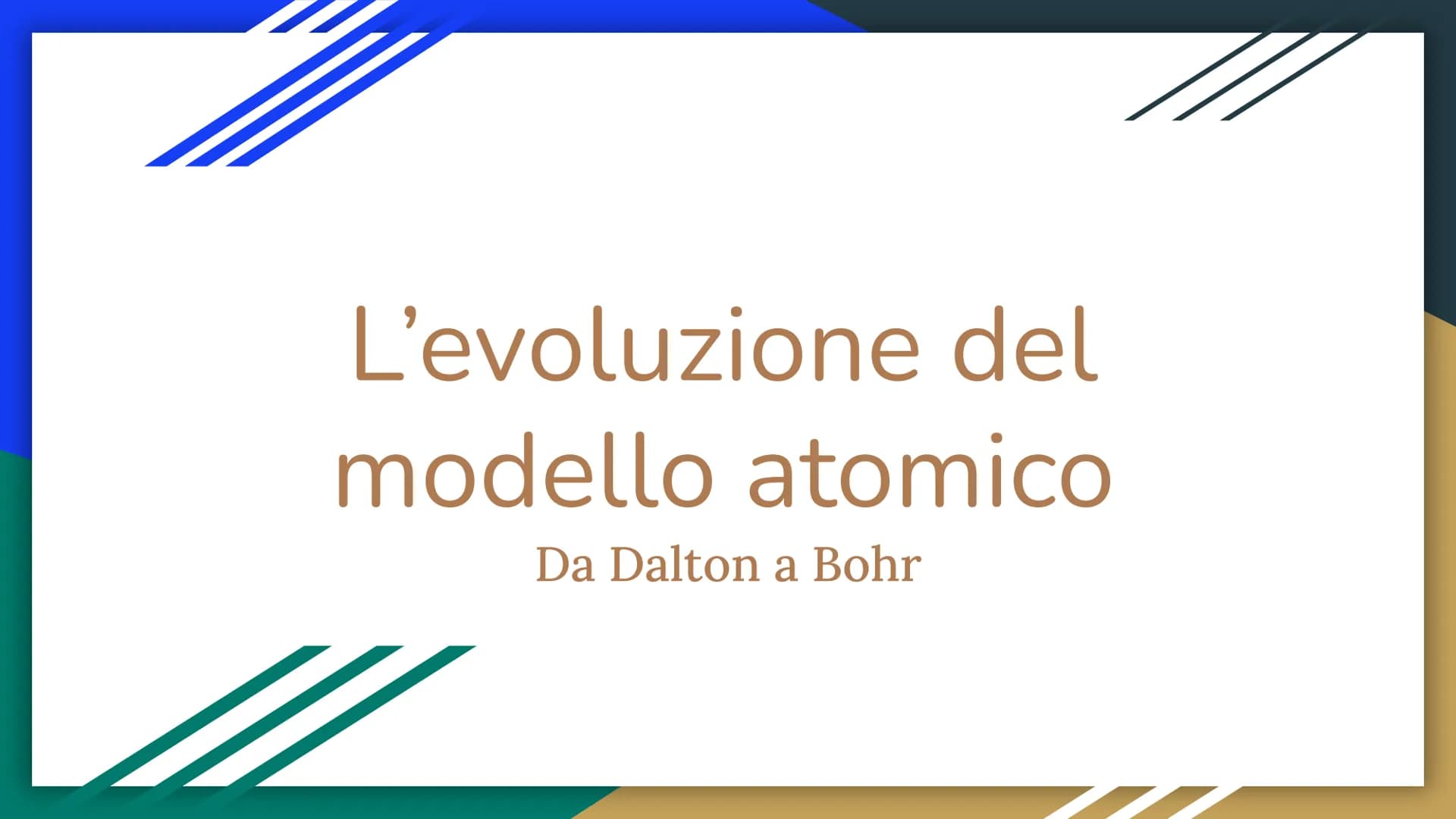 L'evoluzione del
modello atomico
Da Dalton a Bohr Il modello atomico a cui oggi ci riferiamo è
l'ultima tappa di diverse ipotesi che sono st