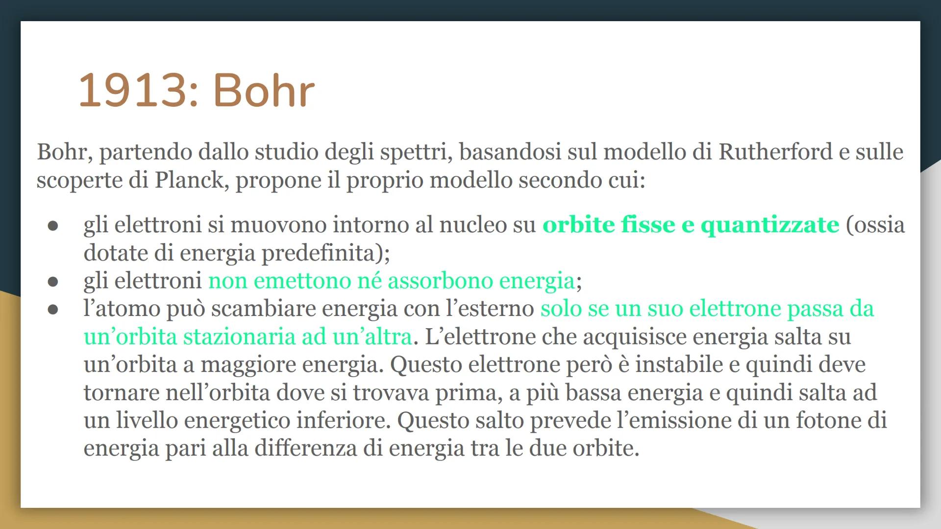 L'evoluzione del
modello atomico
Da Dalton a Bohr Il modello atomico a cui oggi ci riferiamo è
l'ultima tappa di diverse ipotesi che sono st