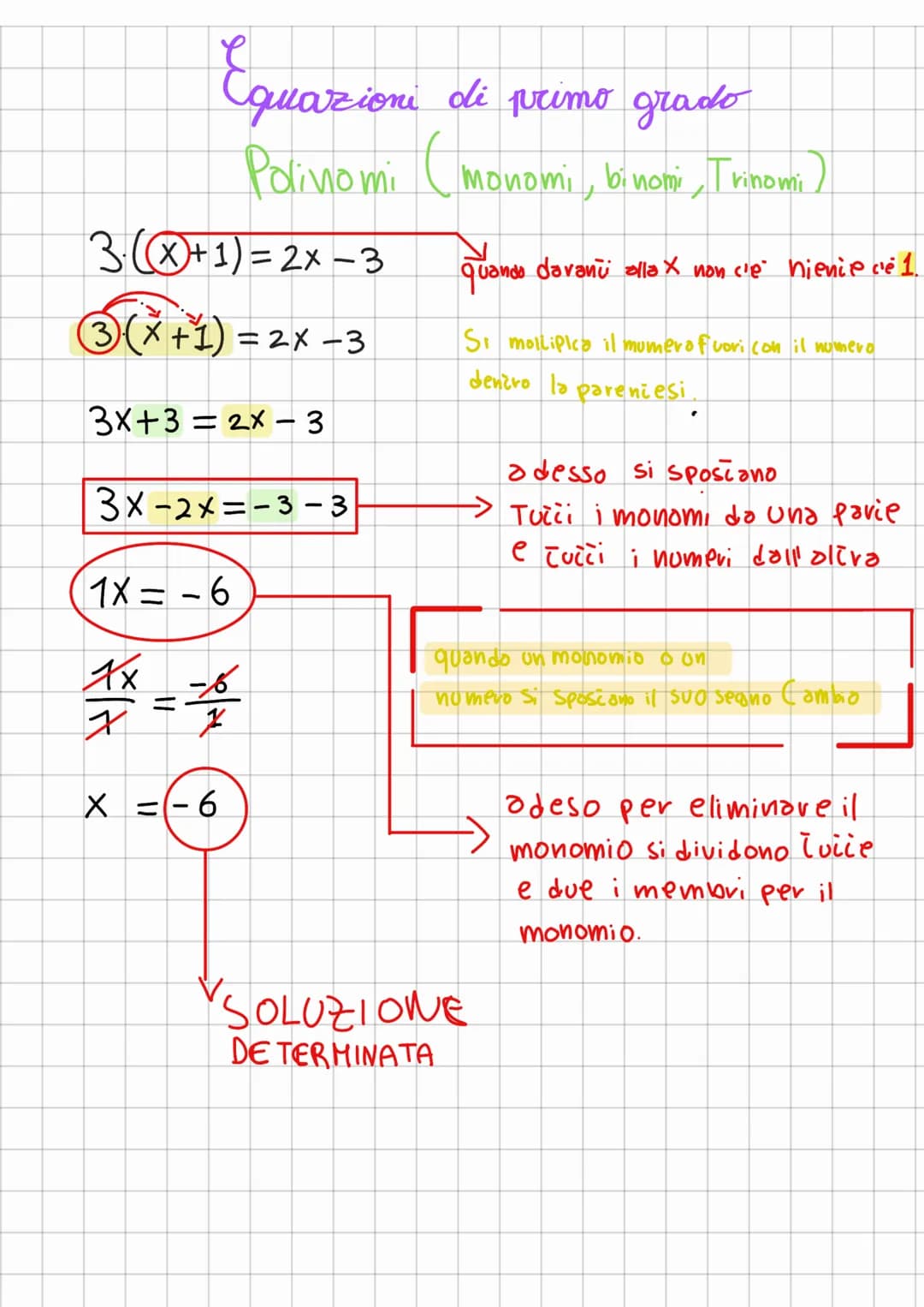 e
Equazioni di primo grado
Polinomi (monomi, binomi, Trinomi
3. (+1)=2x-3
3 (x + 1) = 2x −3
3x+3 = 2x - 3
3x-2x=-3-3
1x = -6
کار- Ax
2
X =-6