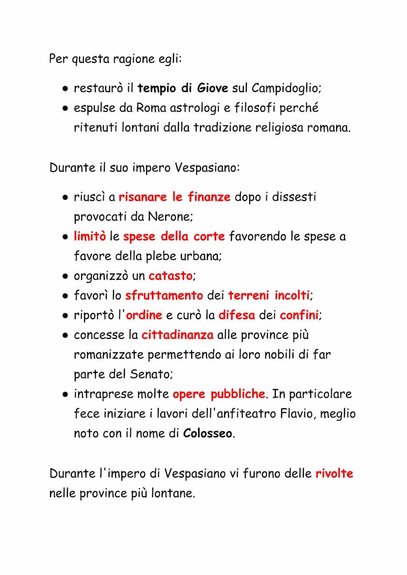 La Dinastia Flavia
Nerone non aveva figli, quindi alla sua morte venne a
mancare un legittimo successore.
La mancanza di un successore portò
