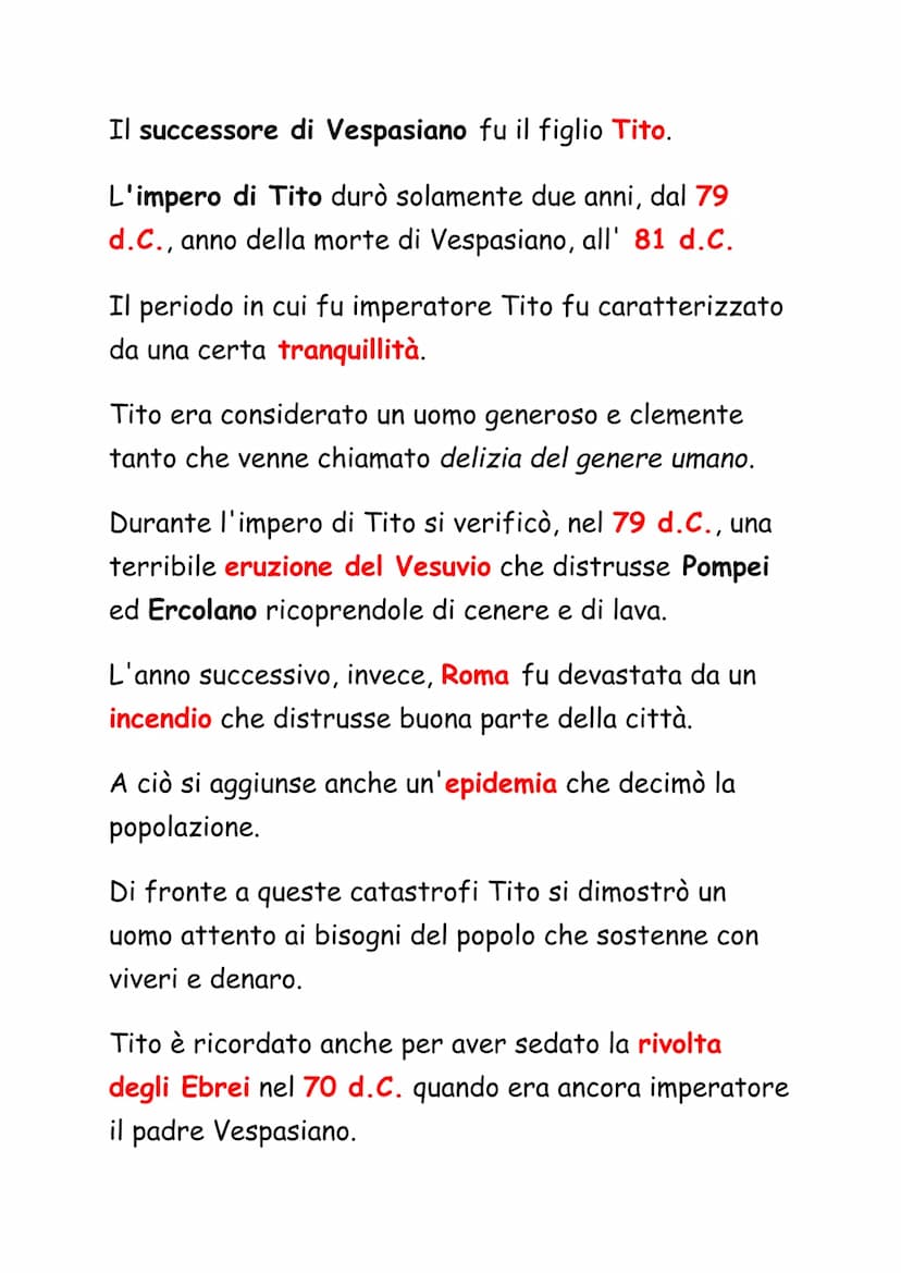 La Dinastia Flavia
Nerone non aveva figli, quindi alla sua morte venne a
mancare un legittimo successore.
La mancanza di un successore portò