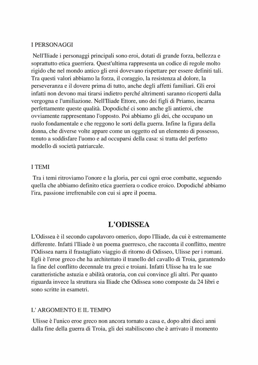 EPICA: I POEMI OMERICI
INTRODUZIONE: LA "QUESTIONE OMERICA".
Iliade e Odissea sono opere importantissime, non solo per la cultura greca ma
a