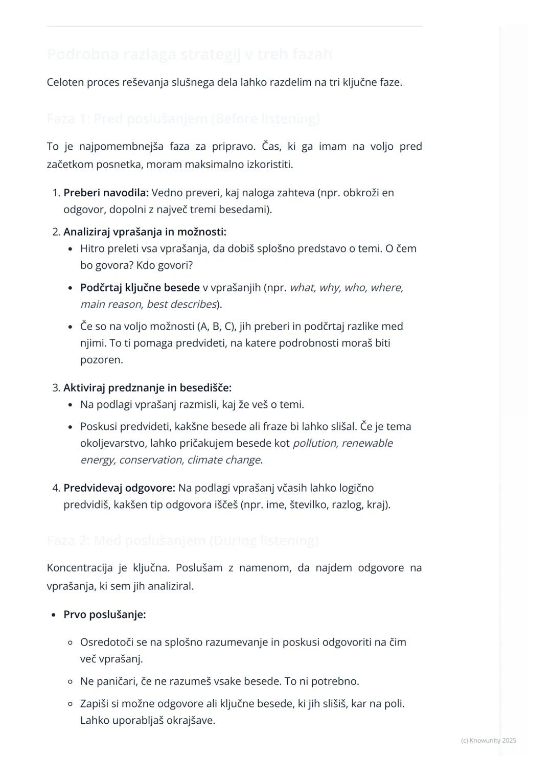 # Strategije za slušno
razumevanje

Uvod v strategije za slušno razumevanje

Slušno razumevanje je eden od zahtevnejših delov mature iz angl