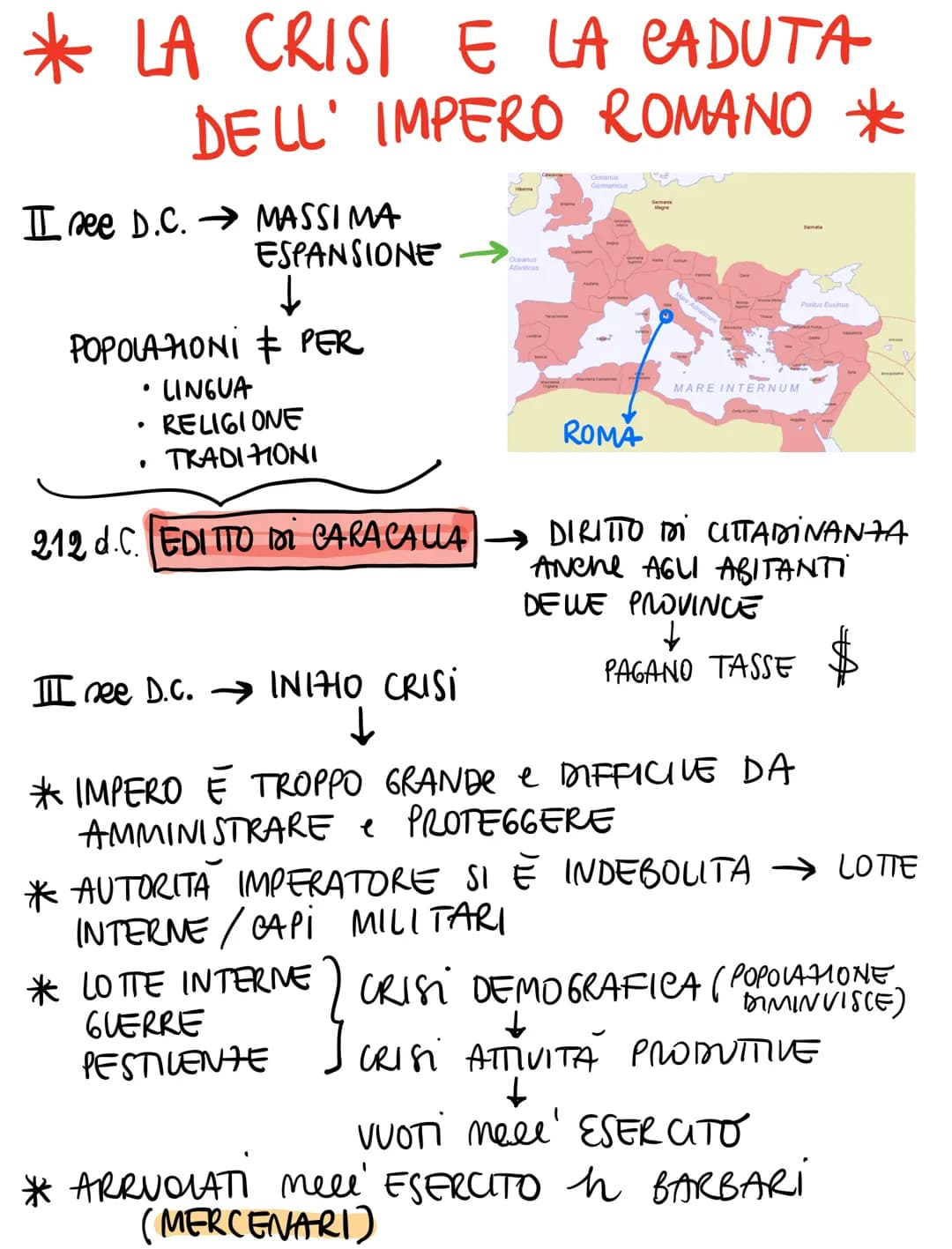 *LA CRISI E LA CADUTA
DELL' IMPERO
ROMANO *
Iee D.C. MASSIMA
POPOLAMIONI PER
• LINGUA
·
ESPANSIONE
.
RELIGIONE
TRADITIONI
212 d.C. EDITTO IN