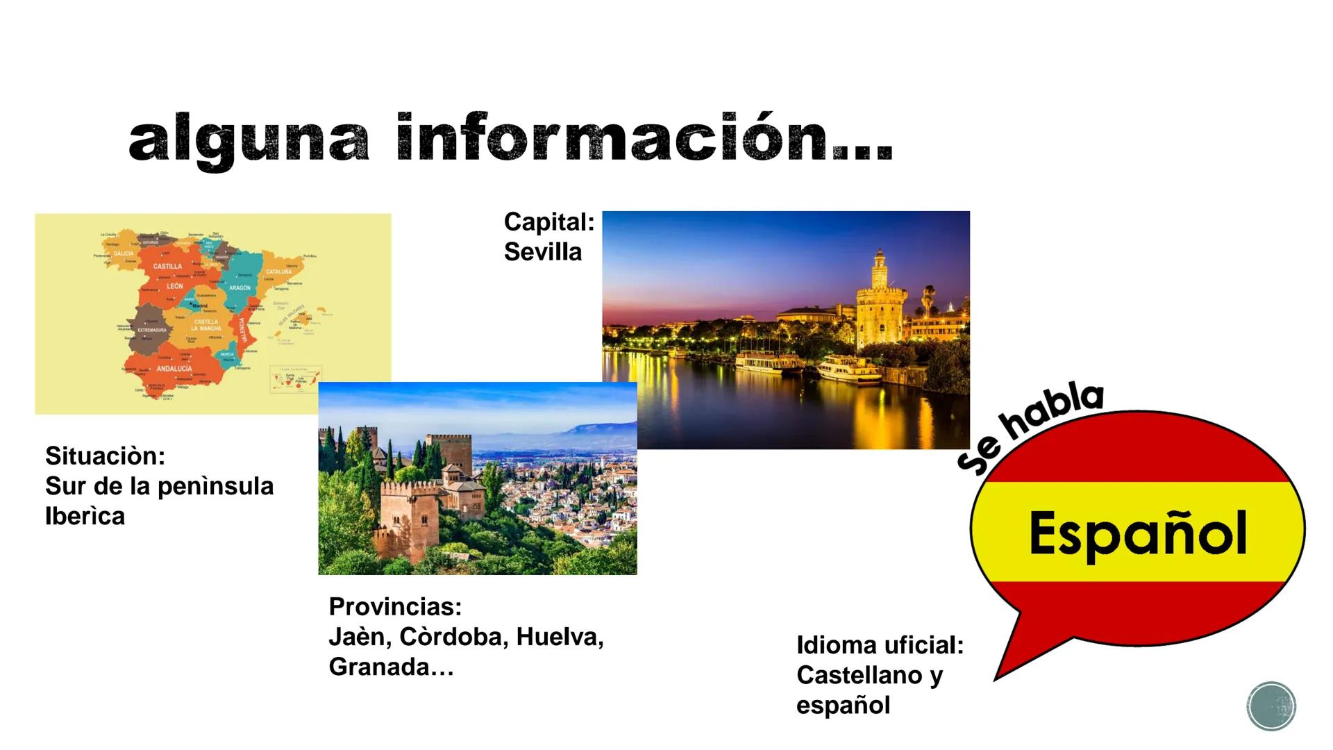 ANDALUCIA
Jacopo C. 3f alguna información...
Capital:
Sevilla
GALICIA
CASTILLA
EXTREMADURA
LEON
*Madrid
CLA
ANDALUCÍA
C
CASTILLA
CATALUÑA
Si