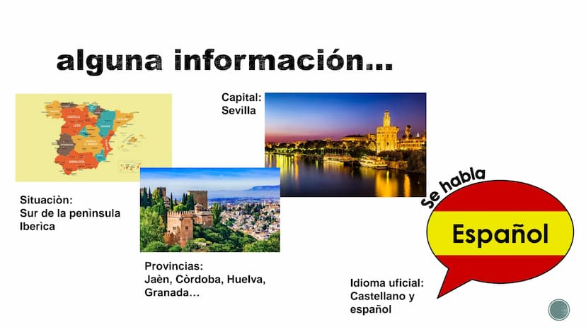 ANDALUCIA
Jacopo C. 3f alguna información...
Capital:
Sevilla
GALICIA
CASTILLA
EXTREMADURA
LEON
*Madrid
CLA
ANDALUCÍA
C
CASTILLA
CATALUÑA
Si