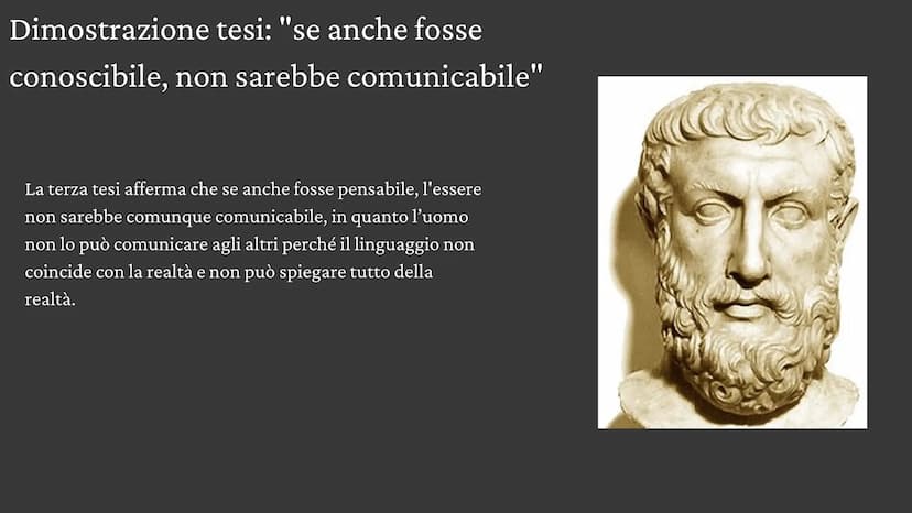 Gorgia
Sofista Le tre tesi
• Nulla esiste
• Se qualcosa esistesse, non sarebbe conoscibile dagli
uomini
• Se anche fosse conoscibile non sar
