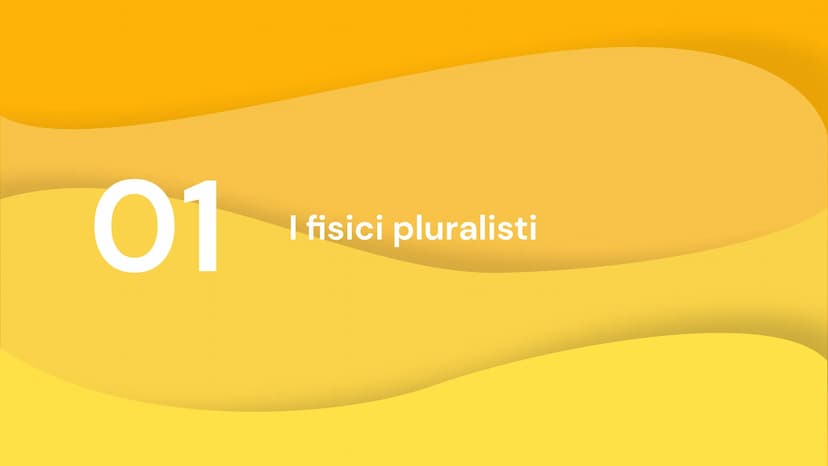 Empedocle e
Anassagora: i
fisici pluralisti
Presentazione a cura di Raponi Maria Alice indice
I fisici pluralisti
Empedocle
Anassagora 01
I 