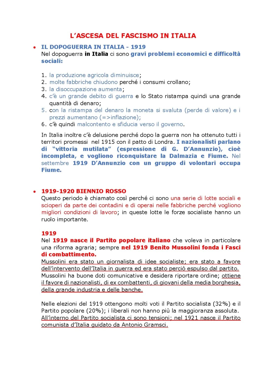 Appunti su FASCISMO e NAZISMO