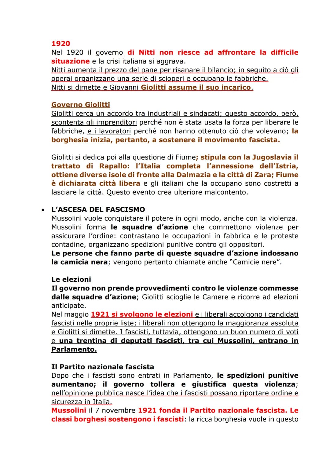 ●
L'ASCESA DEL FASCISMO IN ITALIA
IL DOPOGUERRA IN ITALIA - 1919
Nel dopoguerra in Italia ci sono gravi problemi economici e difficoltà
soci