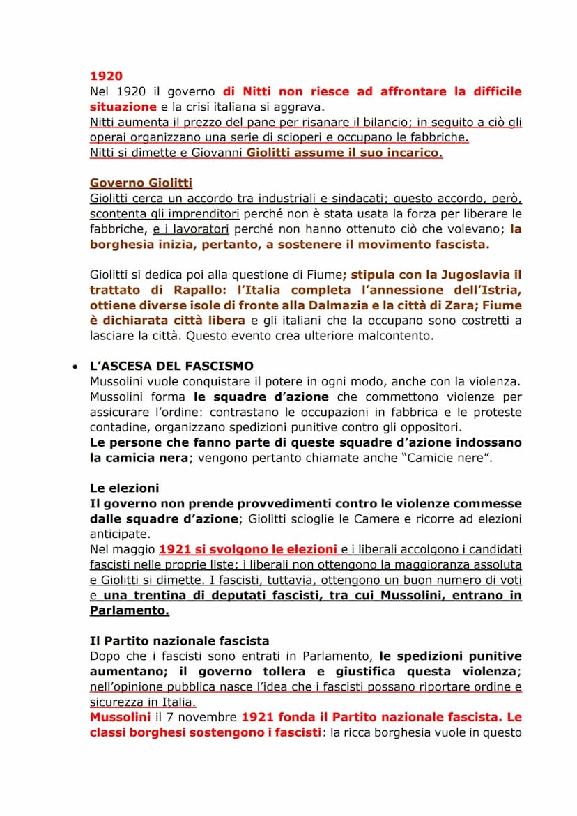 ●
L'ASCESA DEL FASCISMO IN ITALIA
IL DOPOGUERRA IN ITALIA - 1919
Nel dopoguerra in Italia ci sono gravi problemi economici e difficoltà
soci