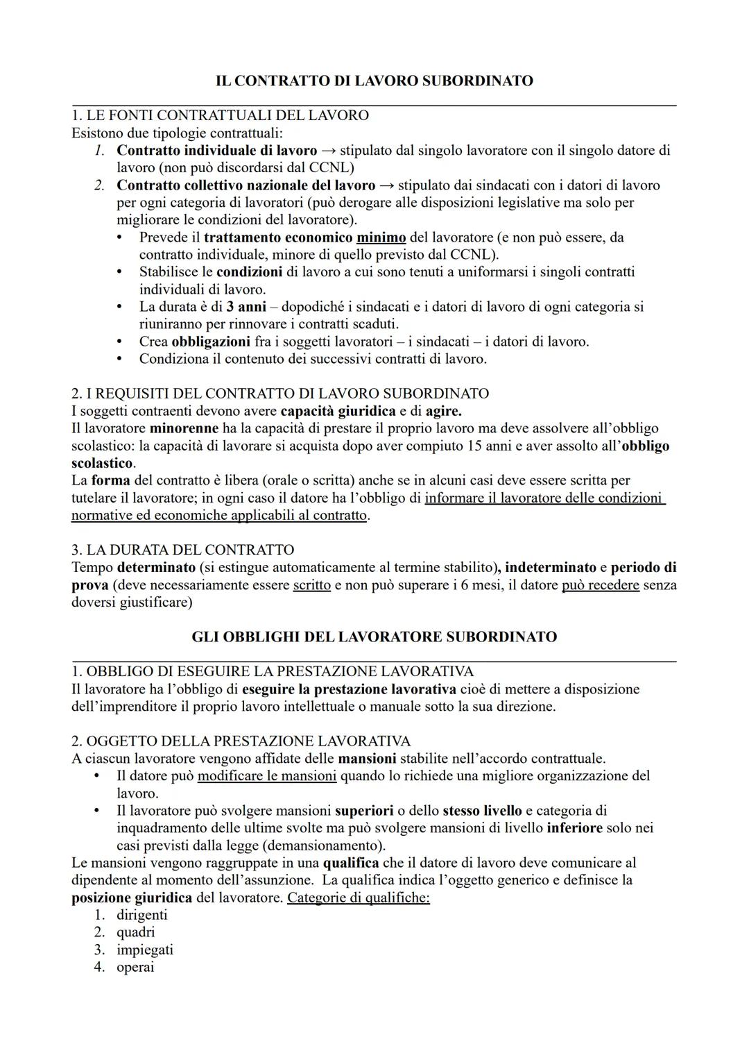 IL DIRITTO DEL LAVORO
1. TUTELA DEI LAVORATORI
Il lavoro è il mezzo di sussistenza per i lavoratori ed è elemento vitale dell'impresa e dell